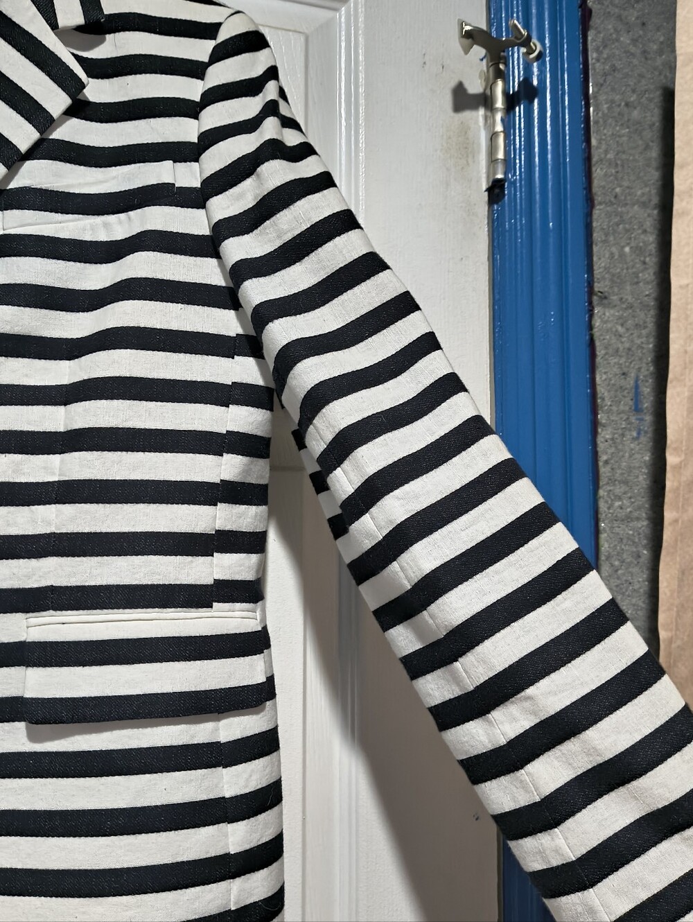 Lauren Ralph Lauren Black White Striped Nautical Tailored Blazer Jacket - Size 6 - Picture 7 of 16